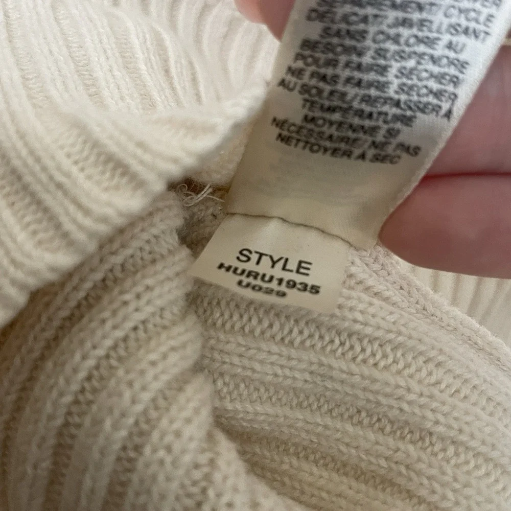 DKNY Jeans Women Cream Faux Fur Ribbed Knit‎ Full Zip Sweater Vest Size M